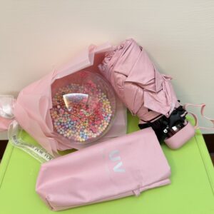 粉色素面手動兩用傘